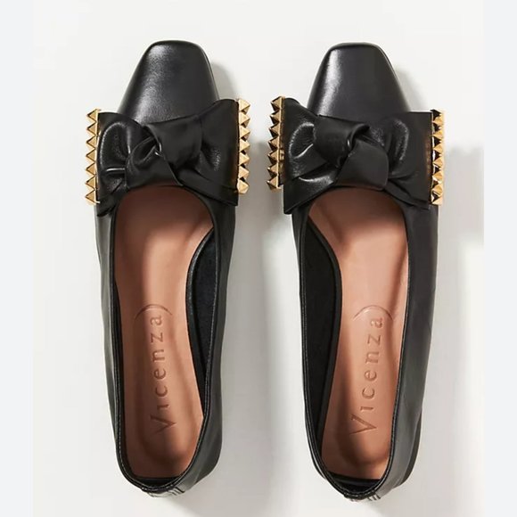 Anthropologie X Vicenza Bow Square Toe Flats Size 6 - Picture 1 of 10